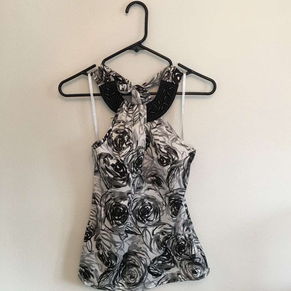 Beautiful IZ Byer Sleeveless B&W Print Top XS